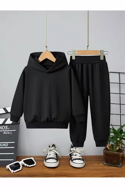 Kids Unisex Oversized Hoodie Tracksuit Basic Cotton Lined