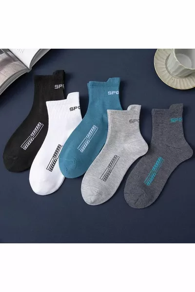 5 Paires de Chaussettes de Sport Mi-Hautes pour Hommes en Coton de Haute Qualité