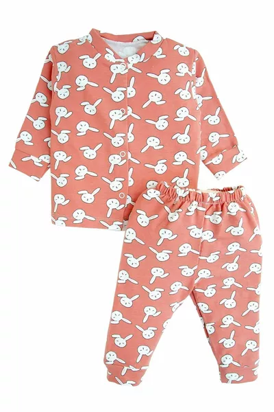 % Baumwolle - Bedruckte Baby-Pyjama-Sets mit Druckknöpfen vorne