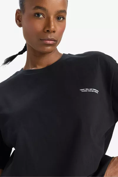 DeFactoFit Oversize Fit Crew Neck Short Sleeve % Cotton T-Shirt SM