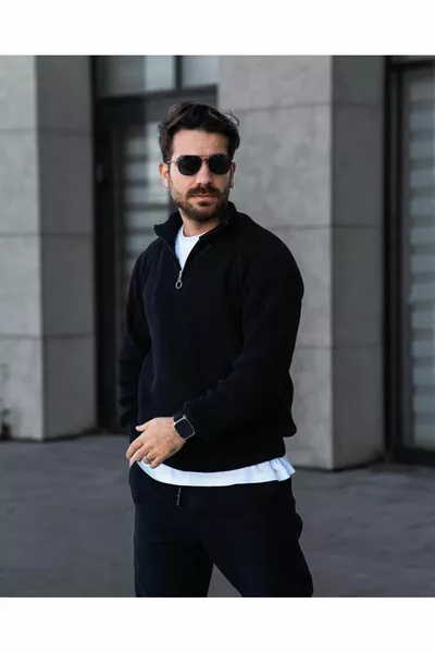 كنزة رجالية صوفية بسحّاب نصف