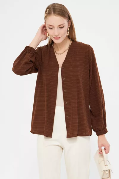 Dameskoffie mouw manchetten met elastiek gerimpeld overhemd 