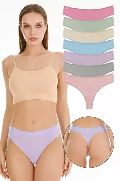 Women's Ribbed Brazilian Thong 7-Pack Set