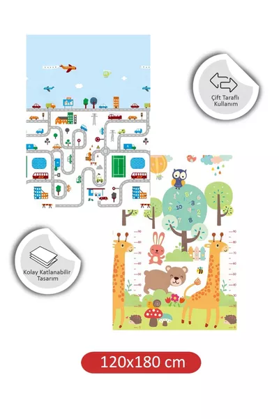 أفضل الأصدقاء حصيرة لعب قابلة للطي مزدوجة الوجه - حصيرة لعب سم (مع حقيبة حمل)