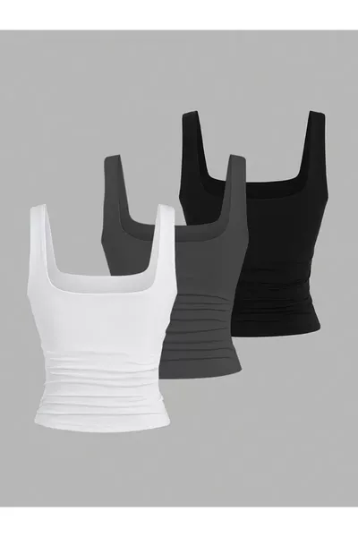 Blusa Basic Donna con Lycra a 3 Pezzi