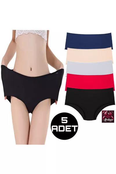 باقة من 5 سراويل عالية الخصر مصنوعة من الخيزران (مرنة جدًا وناعمة جدًا).