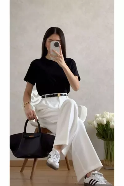 Beyaz Oversize Palazzo Pantolon