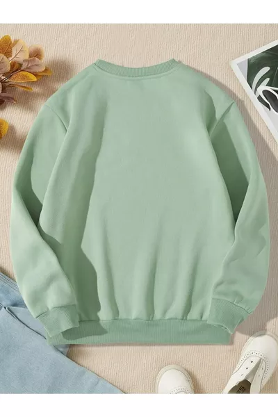 Sweat-shirt fille/garçon imprimé Brooklyn vert menthe