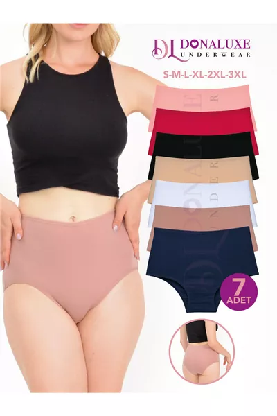 سراويل داخلية نسائية، سراويل داخلية نسائية عالية الخصر قطنية هيبستر، طقم 7 قطع