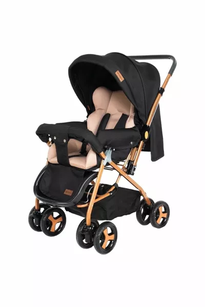 Poussette réversible pour bébé Two Koalas Lin Noir et Or