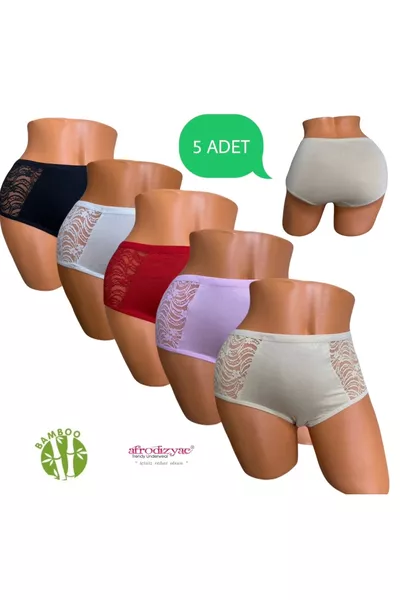 5 High-Waist Lace Bamboo Briefs (EXTRA SOFT AND FLEXIBLE)