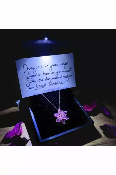 Light-Up Necklace with Box Silver Lotus Flower Necklace |  Sterling Silver Necklace