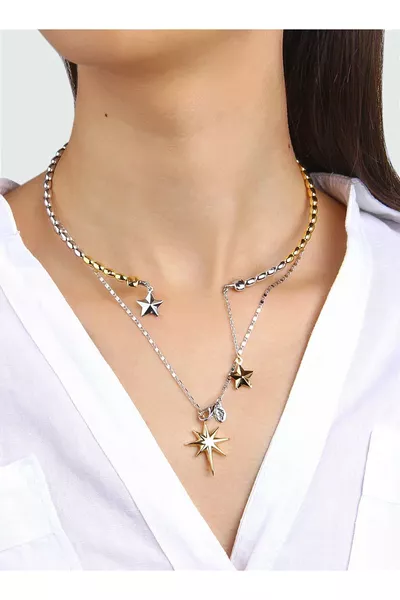 K. Star Detailed Dangling Collar Necklace