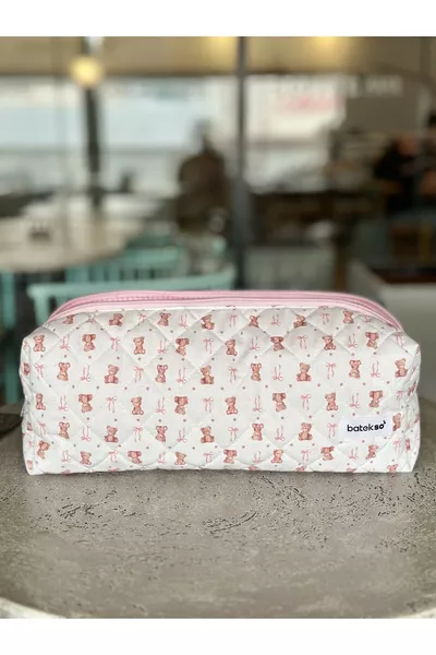 Reistas voor Haarstylingproducten met Roze Beertjesprint - XL Formaat