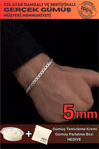 Herren Silberarmband - 5mm Nano Modell Silberarmband