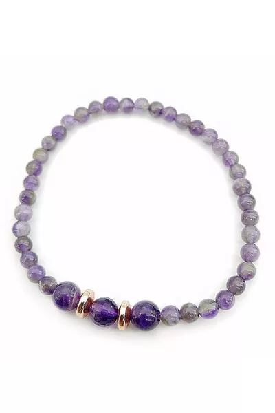 Certified Natural Stone Bracelet Amethyst 4mm