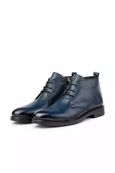 حذاء رجالي طويل من الجلد الطبيعي بقاعدة مطاطية، حذاء برقبة عالية، حذاء بوستال