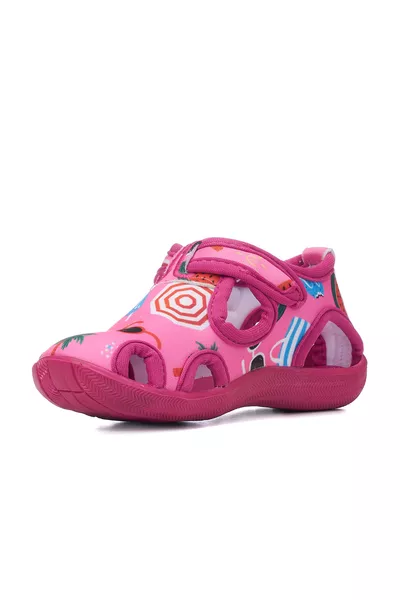 Daily Unisex Kids Aqua Fuchsia Sandals with Flexible Non-Slip Sole, Velcro, Summer Beach Preschool Shoes 