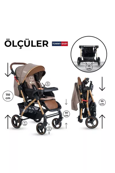 Tornado Plus Gold Aluminum Luxury Double-Sided Baby Stroller
