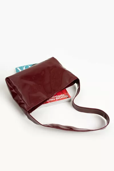 المرأة براءات الاختراع الجلود بورجوندي حقيبة