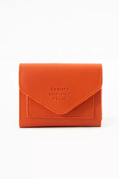 محفظة نسائية باللون البرتقالي مع تفاصيل ذهبية وسحاب وعدة أقسام - إكسسوار