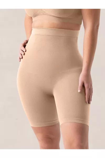 شورت إيرينا موديل خصر مرتفع مشد يخفي البطن ولونه بيج
