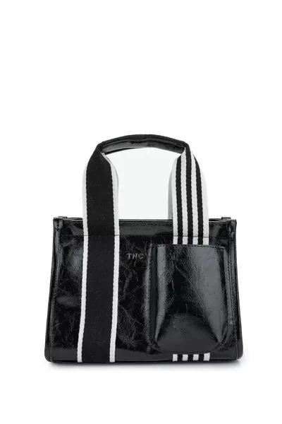 حقيبة كتف نسائية جلد أسود نباتية