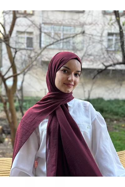 Hijab Cotton Crash Scarf Burgundy