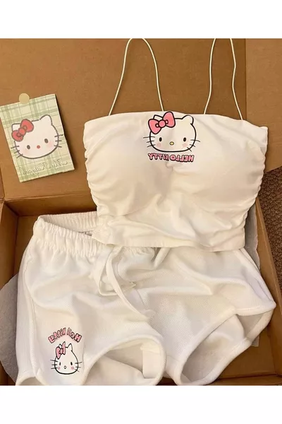 White Hello Kitty Blouse and Shorts Set