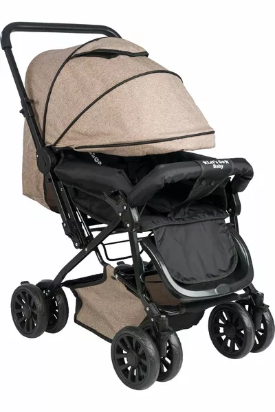 Auvent réversible entièrement rabattable pour poussette bébé, pliable et durable (MARRON)