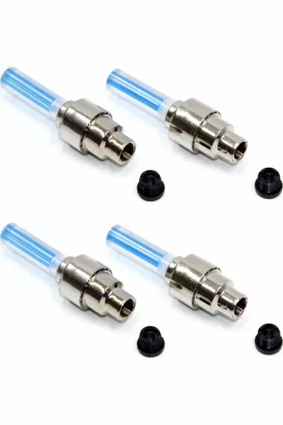 Blauwe Auto Fotocel Bewegingssensor Verlichte LED Velg Ventieldopjes (4 Stuks)