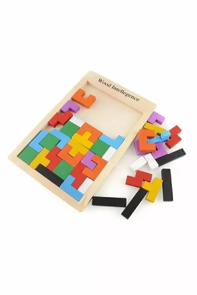 Holz-Tetris-Block-Puzzle Intelligenzspielzeug Montessori Fähigkeitenentwicklung Handfertigkeitsspielzeug