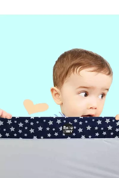 Barrière de lit Rock, garde-corps de lit pratique et pliable pour enfants, barrière anti-chute pour bébé, bleu