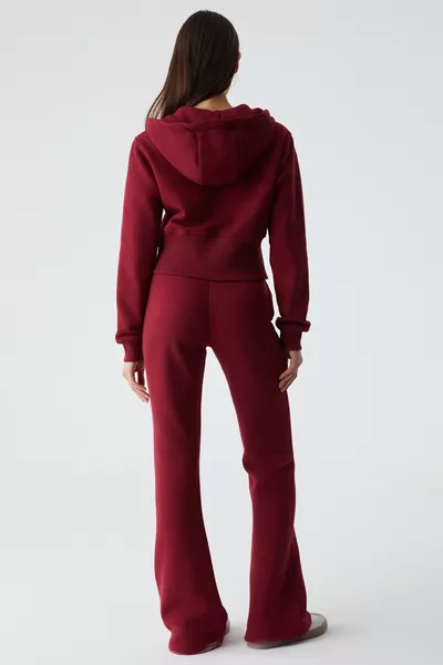 IRESSEN بنطال رياضي نسائي بقصة عادية مزين بتطريز لون خمري