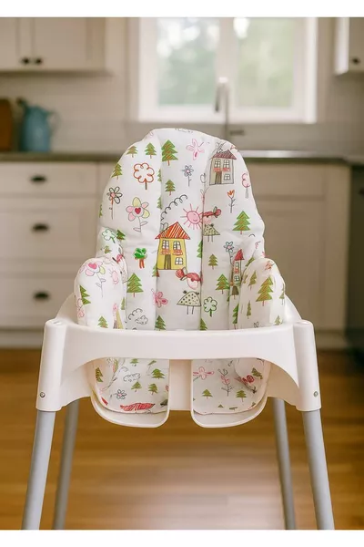 وسادة كرسي طعام للأطفال والرضع من القطن بنسبة % مع رسومات لطيفة (الوسادة فقط)
