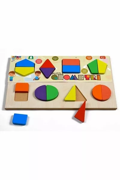 Wooden Puzzle Alphabet-Number-Geometry Match and Assemble