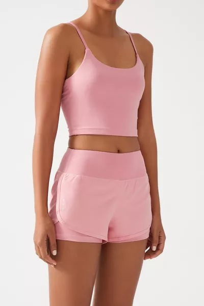 Women's Pink 2-Layer Sports Shorts -  Shorts with Leggings