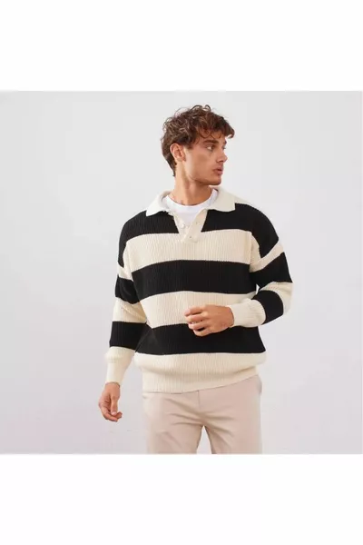 بولو الرقبة بأزرار سترة متماسكة