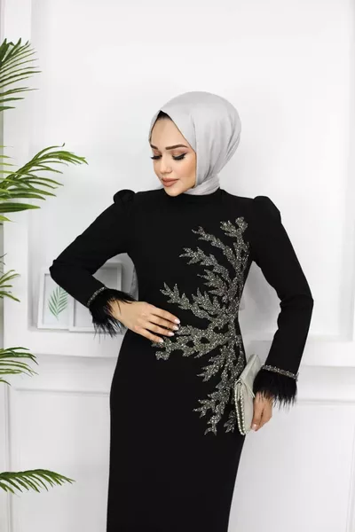 Fadik Hijab Avondjurk - Zwart