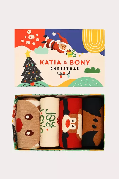 Unisex 4-Pack Christmas Boxed Crew Socks