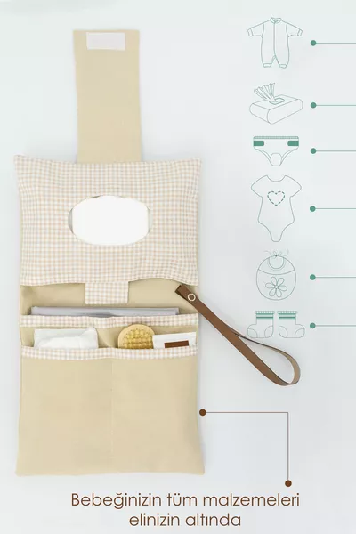 Сумка для ухода за ребенком, органайзер для мам и малышей, моющаяся, стойкая к загрязнениям, серия Junior, бежевый