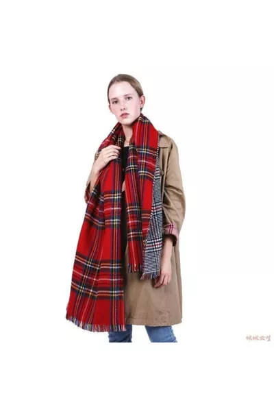 Double-Sided Plaid Scarf Shawl * cm