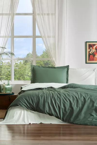 Colourist Emerald Aqua Double Bed Ranforce Duvet Cover Set