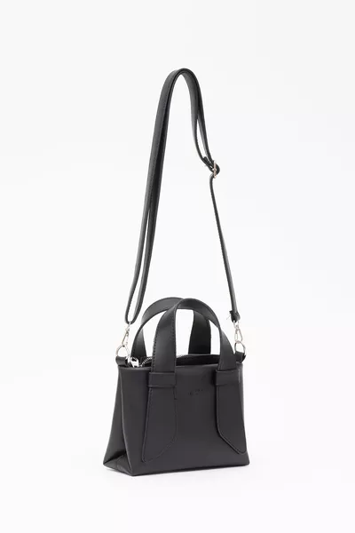 أسود  جلد صناعي مقصورة واحدة مقبض مزدوج حقيبة يد وكتف متقاطع L:  W:  W: 8 سم