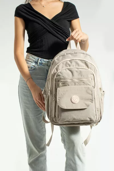 حقيبة مدرسية ميغا بحجم كبير، كريم، للجنسين، قابلة للتعديل، داعمة للعظام، مزودة بحمالات، بتسع حجرات وقسم لحاسوب محمول