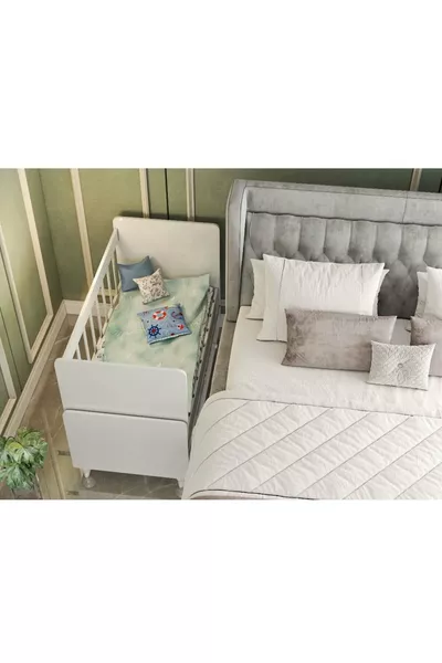 Малка люлееща се бебешка кошара Wsmall с легло и син комплект за сън с подарък