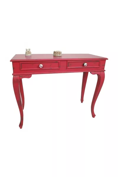 طاولة مكياج حمراء متقادمة مع درج بسُمك سم