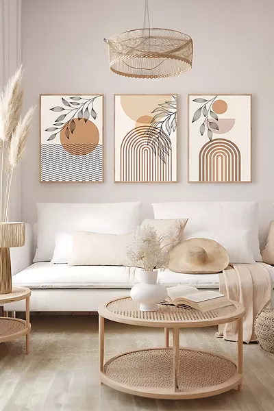 3-Delige MDF Schilderijenset met Lijstrand