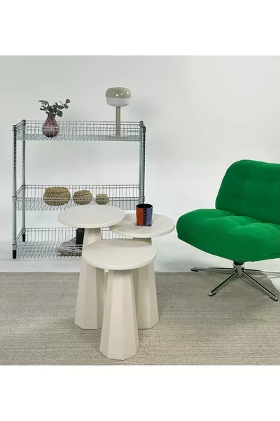 Набор из трёх кремовых грибовидных столиков Lilyum Lake ( см)