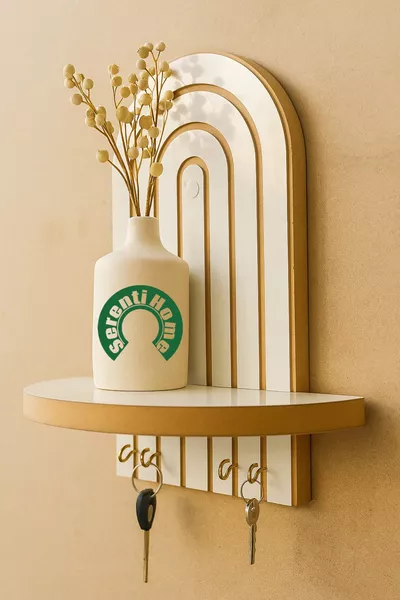 White Wall Shelf Key Holder ( cm)
